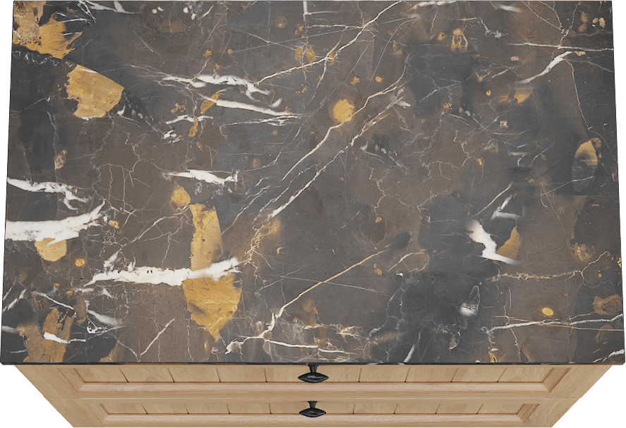 Balmani Lemon meuble salle de bains à poser 90 x 55 cm, placage chêne naturel avec Stretto tablette simple en portoro gold