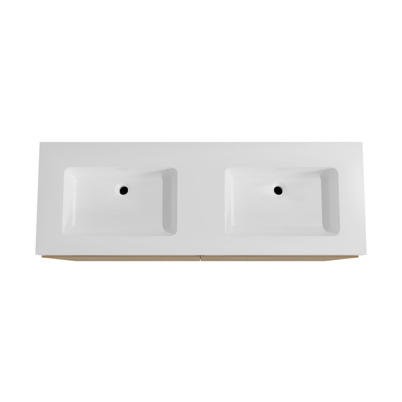 Storke Edge staand badmeubel 150 x 52 cm ruw eiken met Mata High dubbele wastafel in solid surface mat wit