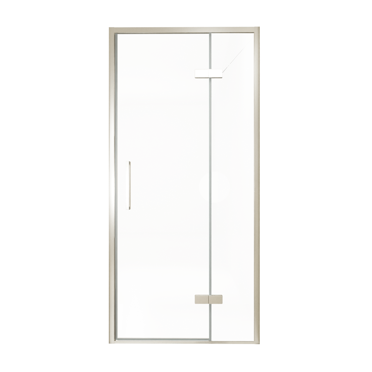 Balmani Senses Design porte pivotante à droite 100 cm x 210 cm verre transparent, Profil Brushed CoolMetal