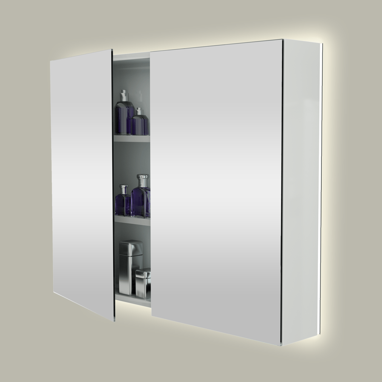 Storke Reflecta spiegelkast 95 x 75 cm hoogglans wit met spiegelverlichting