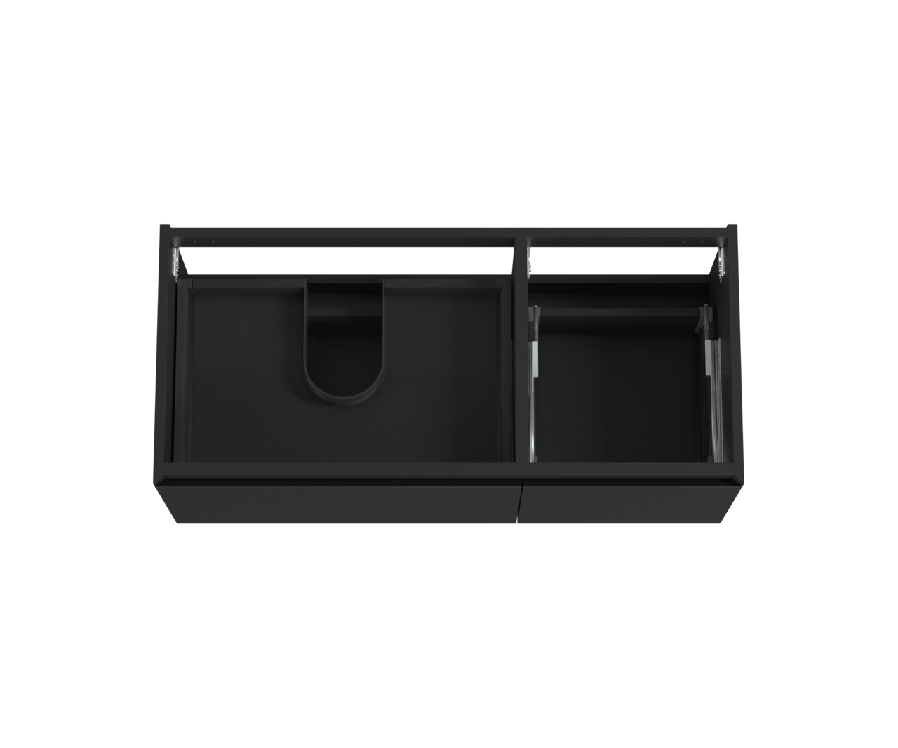 Balmani Idra by Mitra meuble sous-lavabo suspendu 120 x 55 cm asymétrique gauche noir mat 4 tiroirs