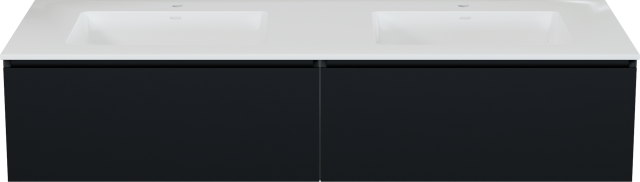 Storke Edge meuble salle de bains suspendu 170 x 52 cm noir mat avec Bilia double vasque en marbre composite blanc brillant