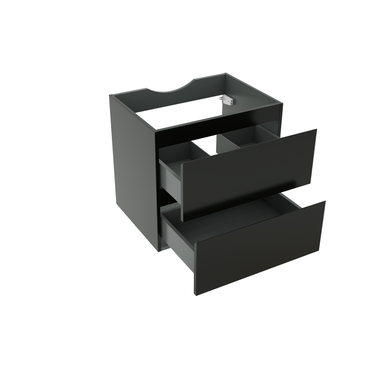 Linie Lado meuble sous-vasque suspendu 60 x 46 cm Noir Mat 2 tiroirs