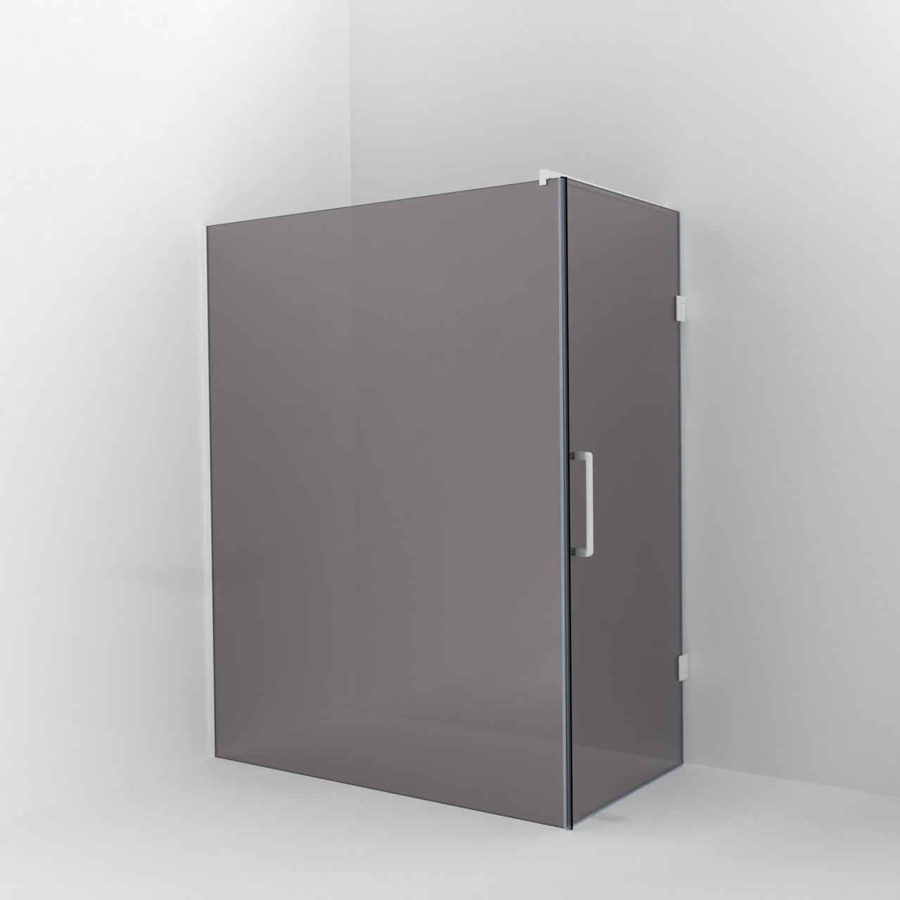 Balmani Modular Walk-In Dusche mit Tür: 160 x 200 cm mit Tür 90 cm, Rauchglas inklusive Coating, Profil Weiß matt