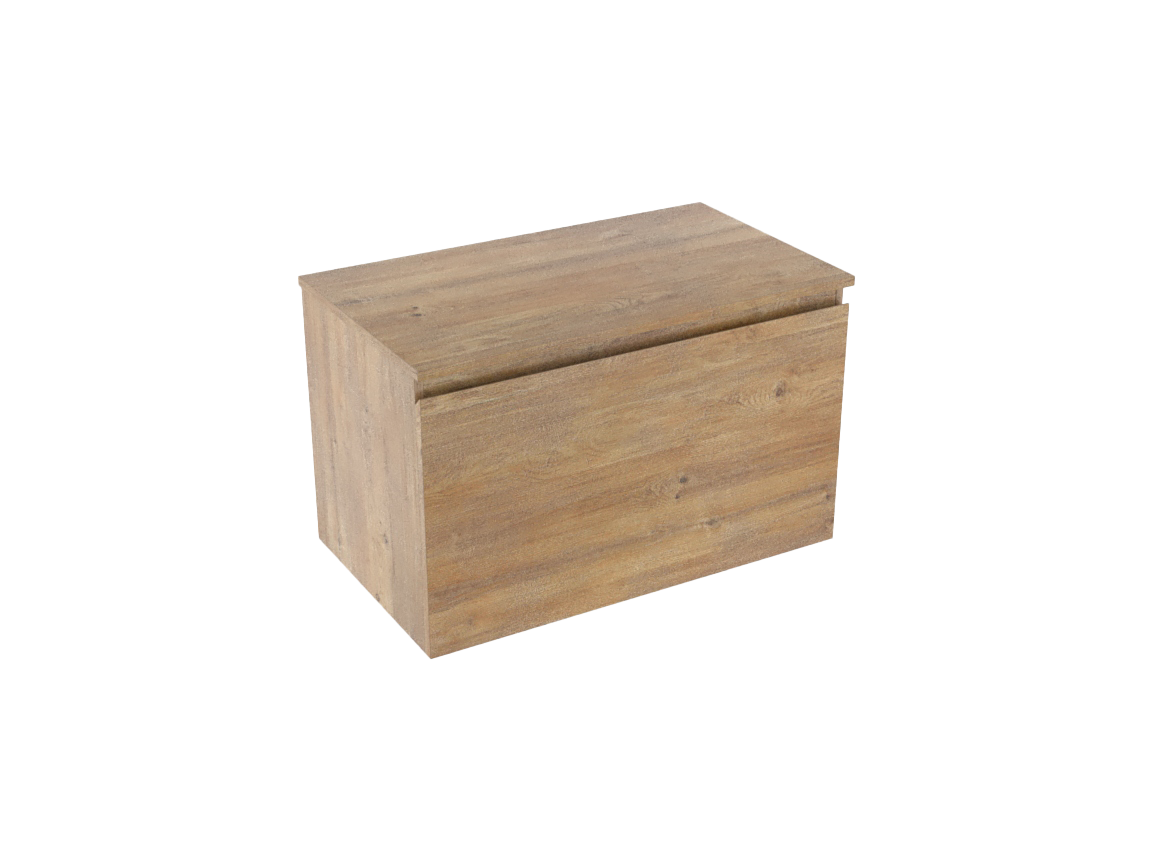 Linie Lado zwevend badkamermeubel 80 x 46 cm natuur eik met Lado enkel tablet in melamine natuur eik