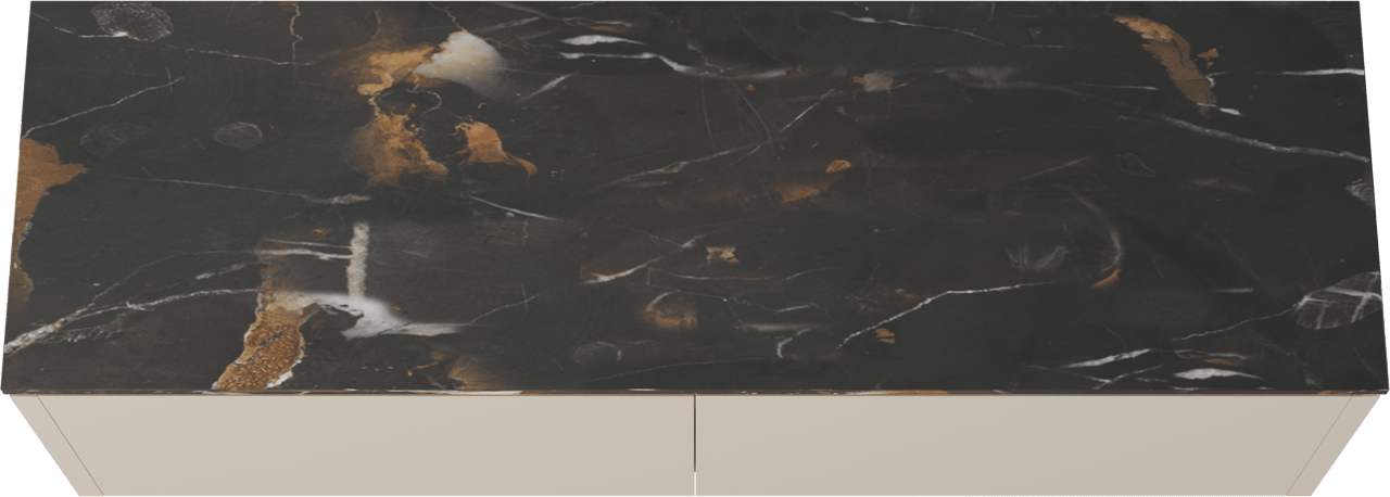 Balmani Eclips meuble salle de bains suspendu 180 x 55 cm Sandbeige avec Stretto tablette simple ou double en Portoro Gold marbre