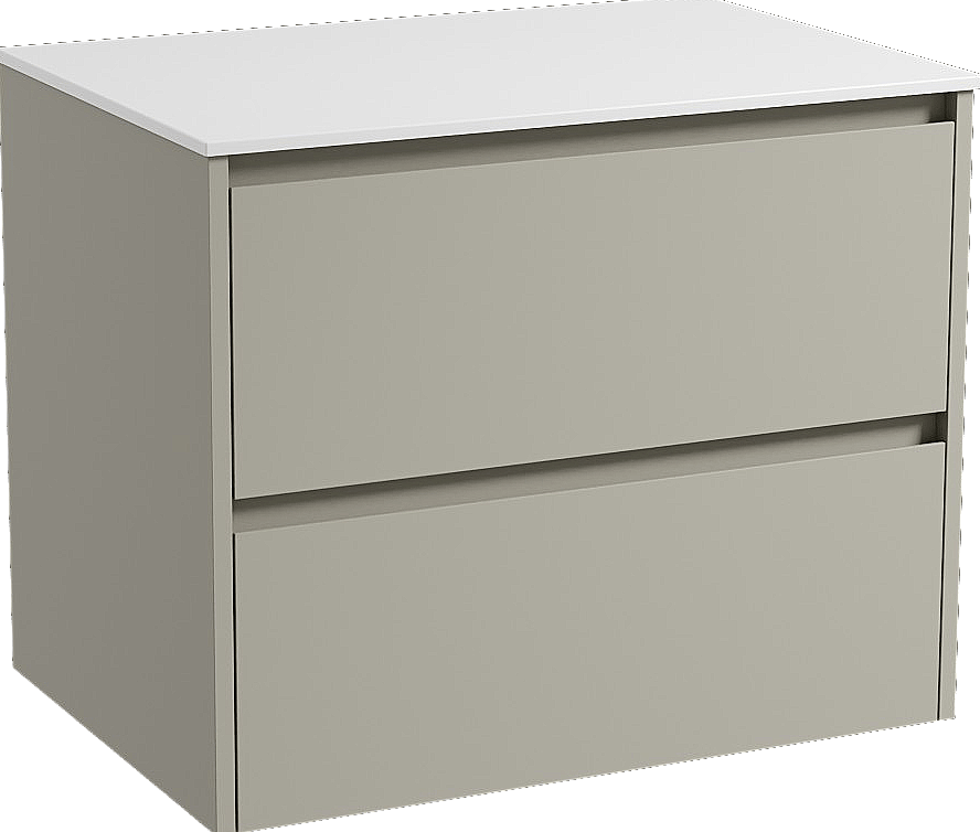 Storke Seda zwevend badmeubel 75 x 52 cm zijdegrijs met Tavola enkel wastafelblad in solid surface mat wit