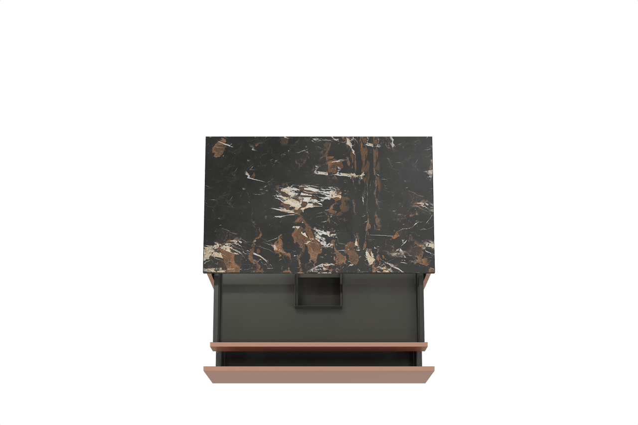 Balmani Sfera by Lucida meuble salle de bains suspendu 90 x 55 cm cotto avec Stretto tablette simple en marbre portoro gold