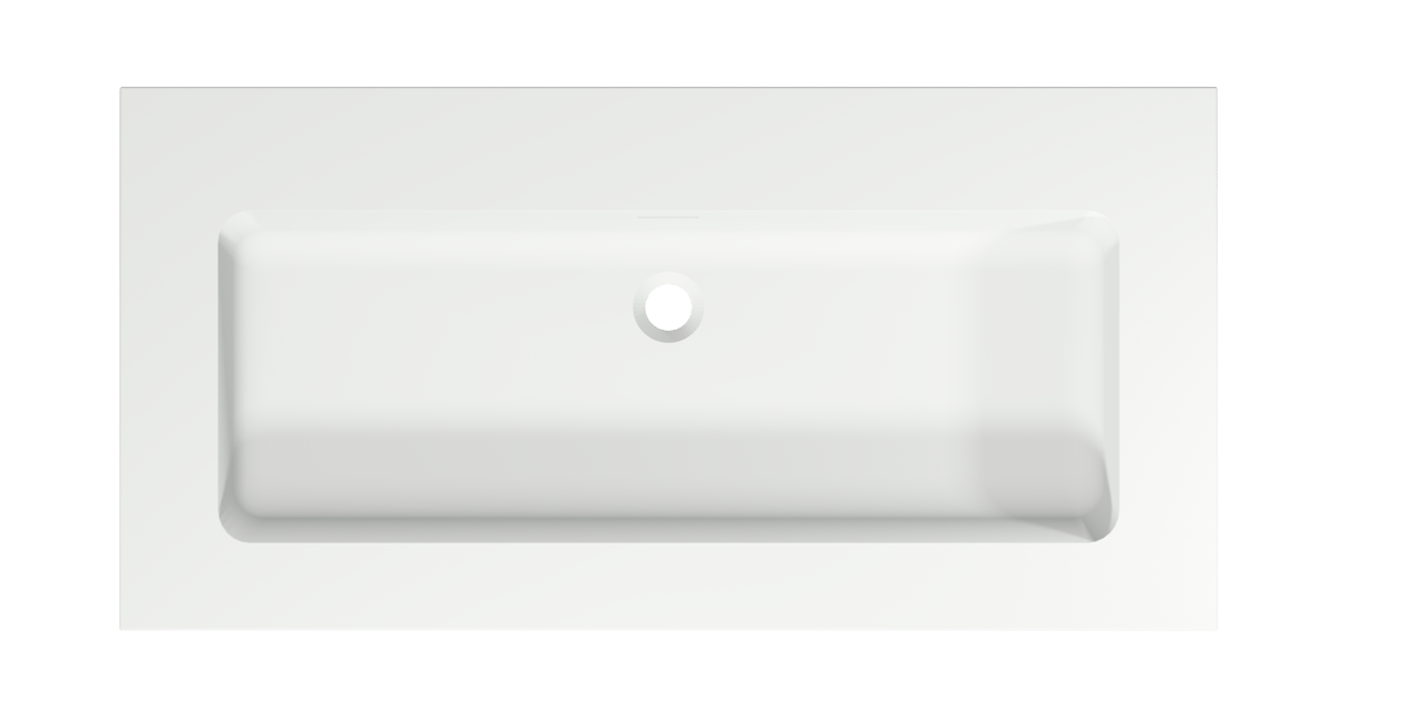 Storke Mata enkele wastafel voor 2 kraangaten matte solid surface 105 x 52 cm