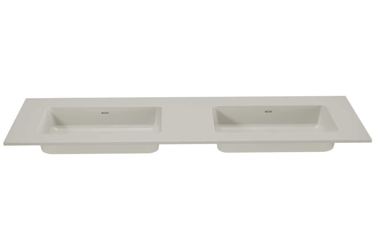 Storke Diva double vasque top solid soie grise matte 150 x 52 cm