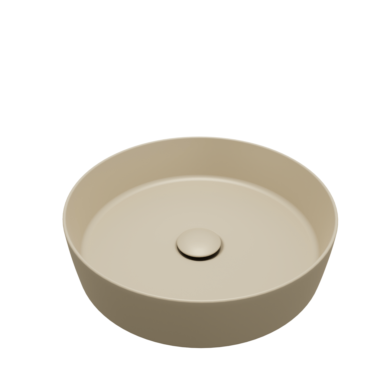 Balmani Fiyi Aufsatzwaschbecken: Matt Dune Solid Surface, rund, Ø 39 cm