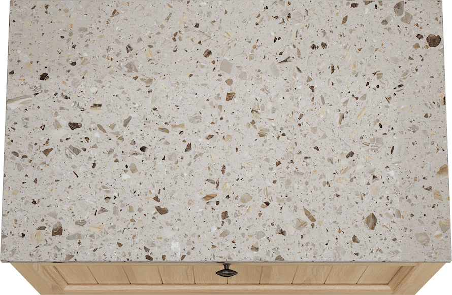 Balmani Lemon meuble salle de bains suspendu 90 x 55 cm, plaqué chêne naturel avec Stretto tablette simple en greige terrazzo