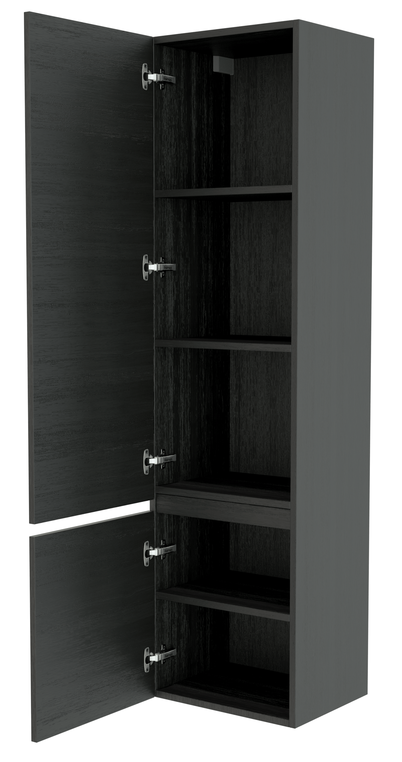 Balmani Lucida Badhochschrank: Hängend, links, Eiche Schwarz, 45 x 35 x 169 cm