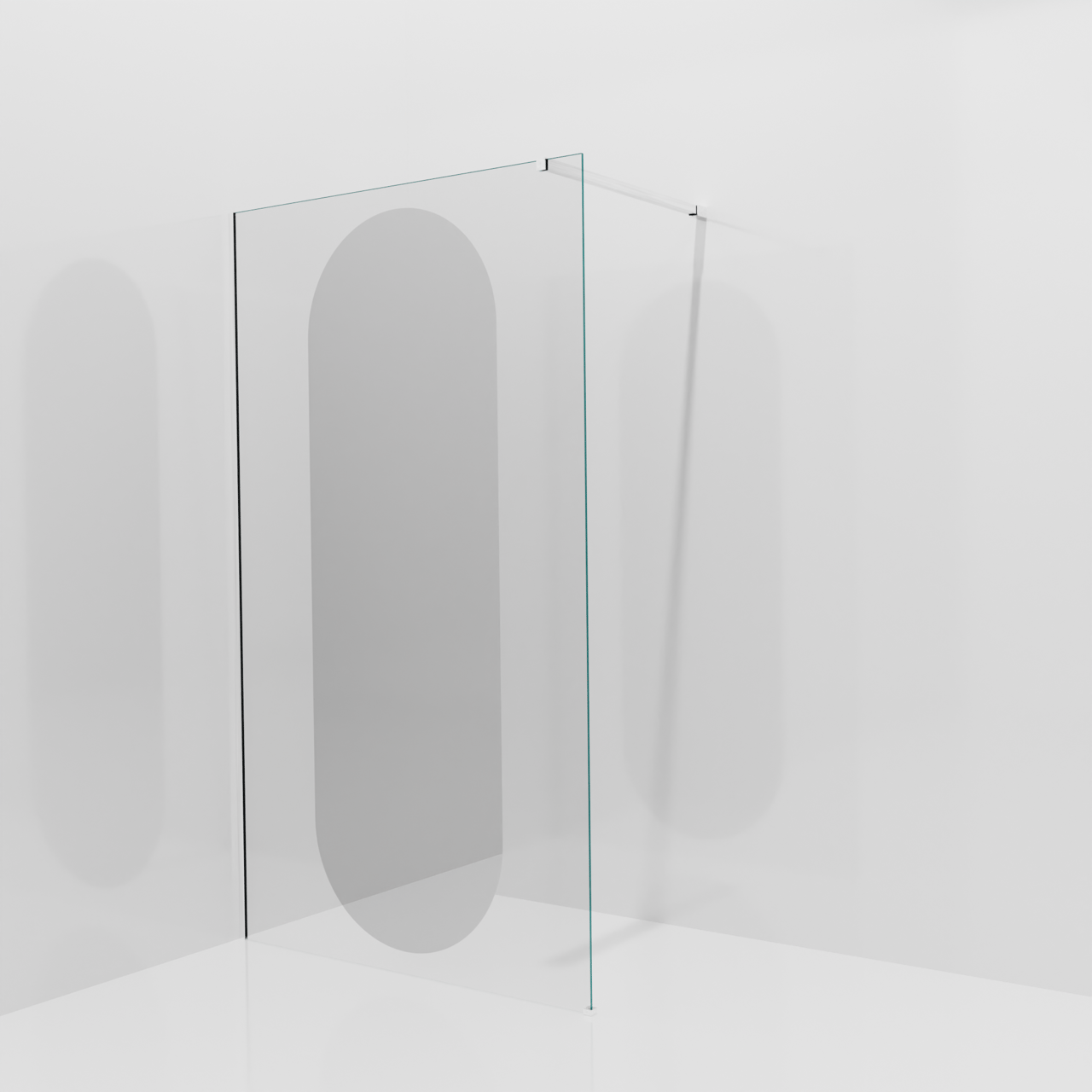 Balmani Modular douche à l'italienne: 120 x 200 cm, Miroir reflex ovale, Profil Chrome brillant