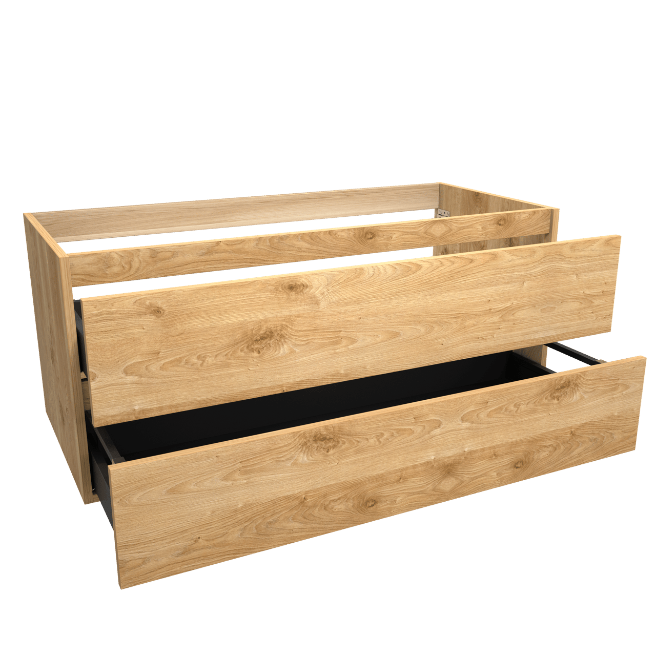 Balmani Lucida hängender Waschbeckenunterschrank: 120 x 55 cm, Eiche rustikal, 2 Schubladen