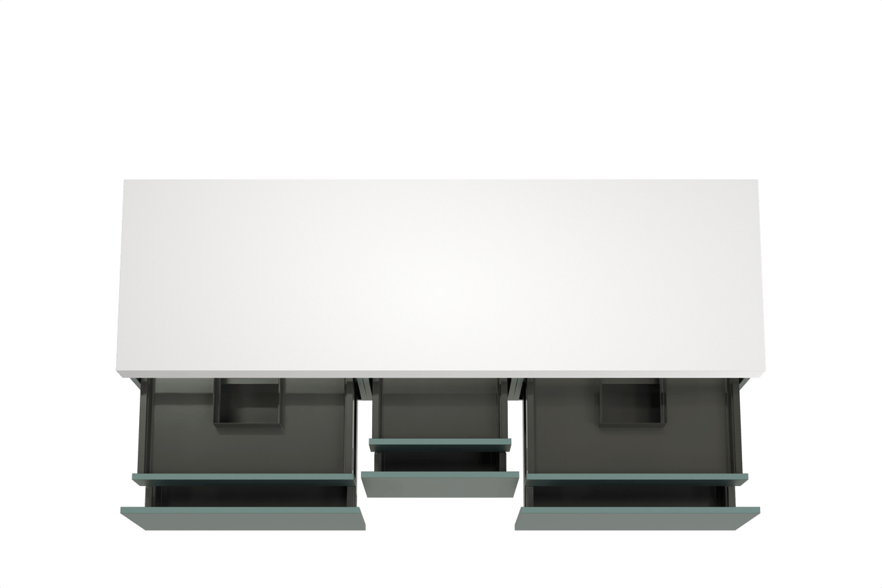 Balmani Sfera by Lucida zwevend badkamermeubel 180 x 55 cm forest met Dominus enkel of dubbel tablet in solid surface mat wit