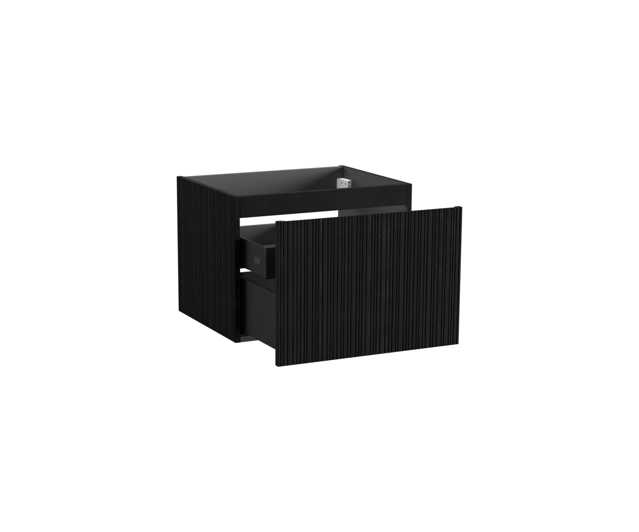 Storke Ribs hängender Waschbeckenunterschrank: 65 x 52 cm, Eiche Schwarz, 2 Schubladen