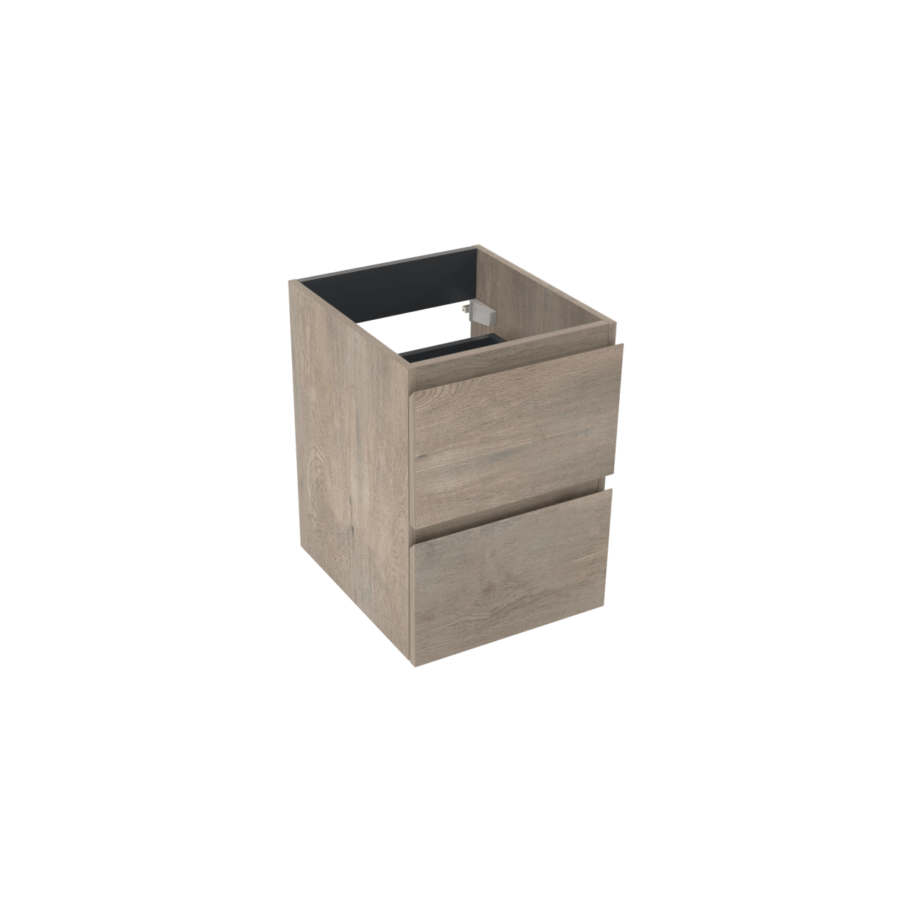 Linie Lado hängender Waschbeckenunterschrank: 40 x 46 cm, graue Eiche, 2 Schubladen