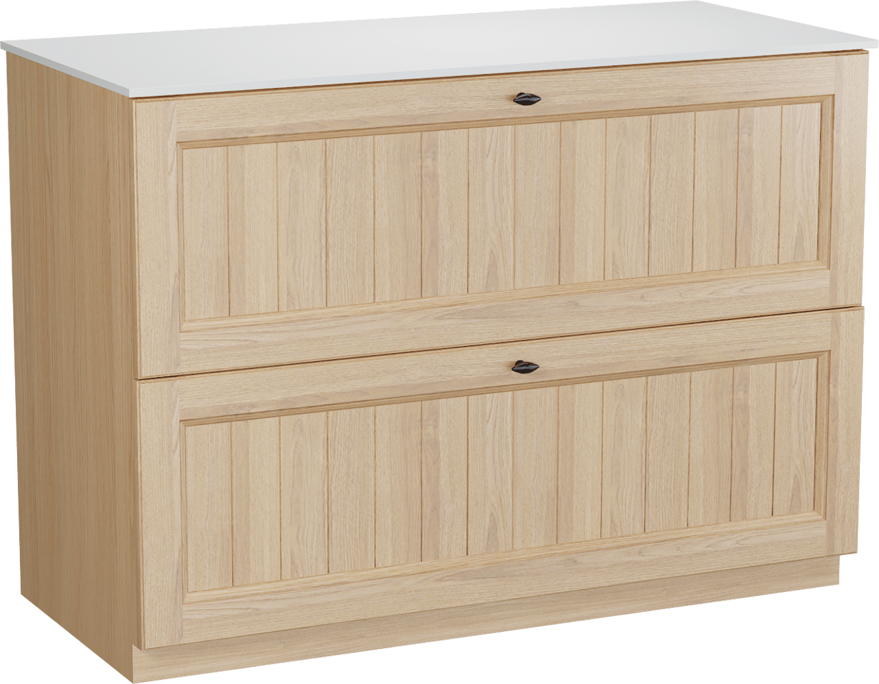 Balmani Lemon staand badkamermeubel 120 x 55 cm, fineer natuur eik met Stretto enkel of dubbel tablet in mat wit