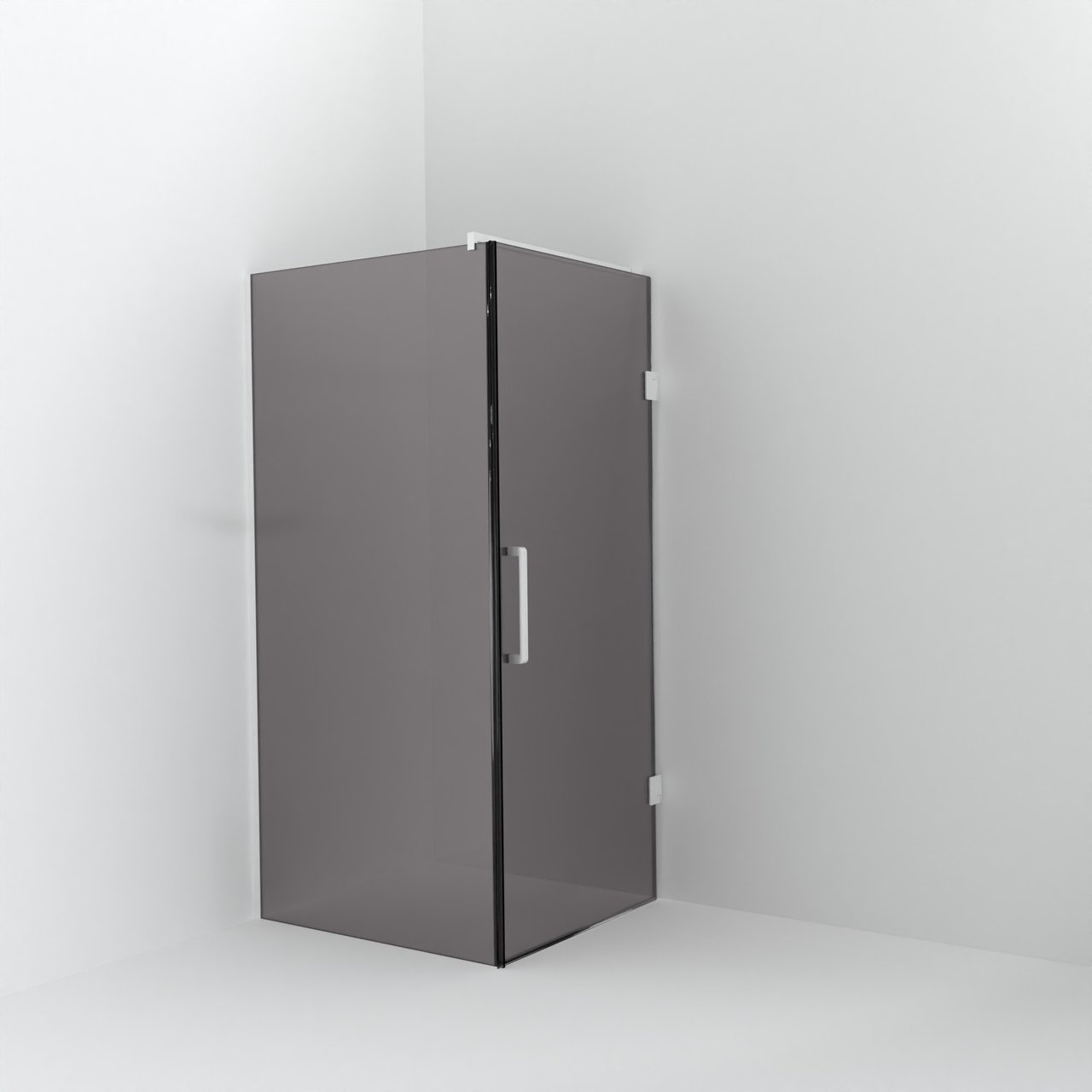 Balmani Modular douche à l'italienne avec porte: 100 x 200 cm avec porte 90 cm, Verre fumé, Profil Blanc mat