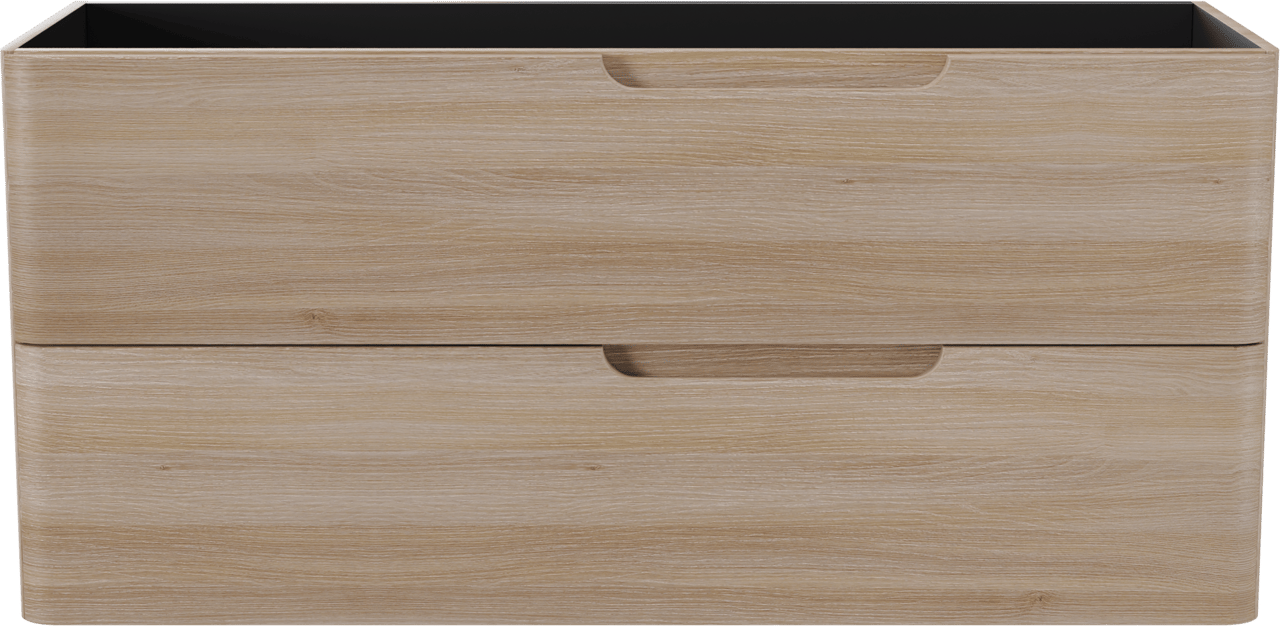 Linie Curvo zwevende wastafelonderkast 120 x 46 cm lichte eik 2 lades