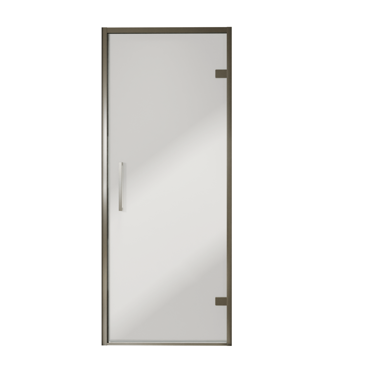 Balmani Senses Design porte pivotante à droite 90 cm x 210 cm verre Miroir Reflex, Profil Brushed GunMetal, coating inclus