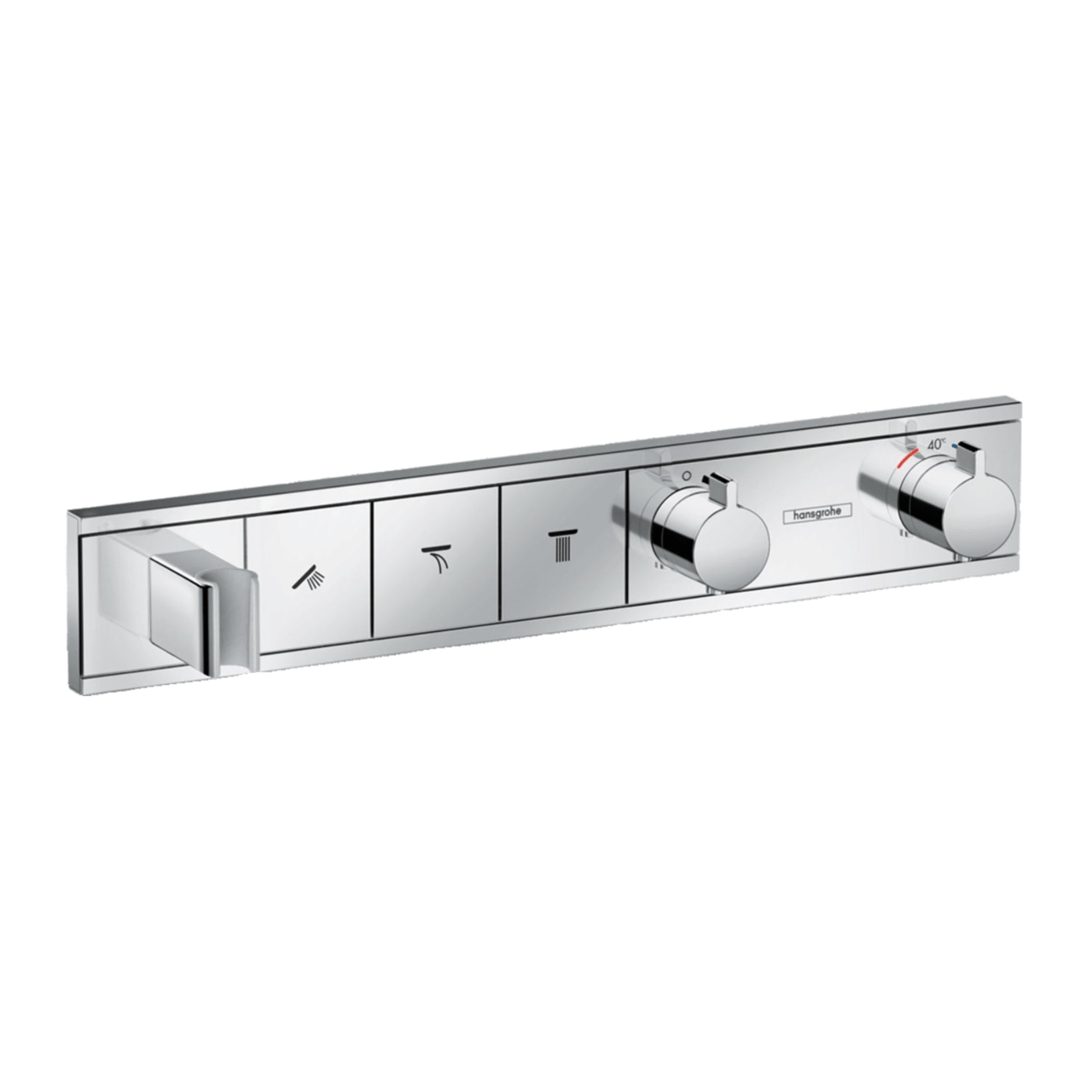 Hansgrohe RainSelect Thermostat-Duscharmatur: Unterputz, mit Brausehalter, für 3 Verbraucher, Chrom glänzend
