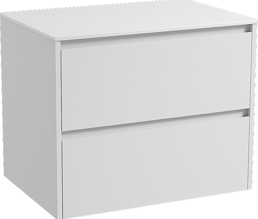 Storke Seda hängendes Möbelstück Set: 75 x 52 cm, Weiß matt, mit Tavola Einzel Waschtischplatte, Solid Surface Weiß matt