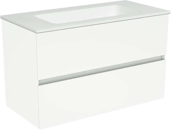 Storke Edge zwevend badmeubel 80 x 40 cm mat wit met Mata enkele wastafel in solid surface mat wit