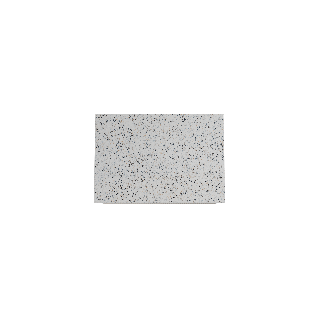 Storke Ribs hängendes Möbelstück Set: 75 x 52 cm, Seidengrau, mit Tavola Einzel Waschtischplatte, Terrazzo in Weiß/Schwarz matt, Vertikale symmetrische gerade Rippe