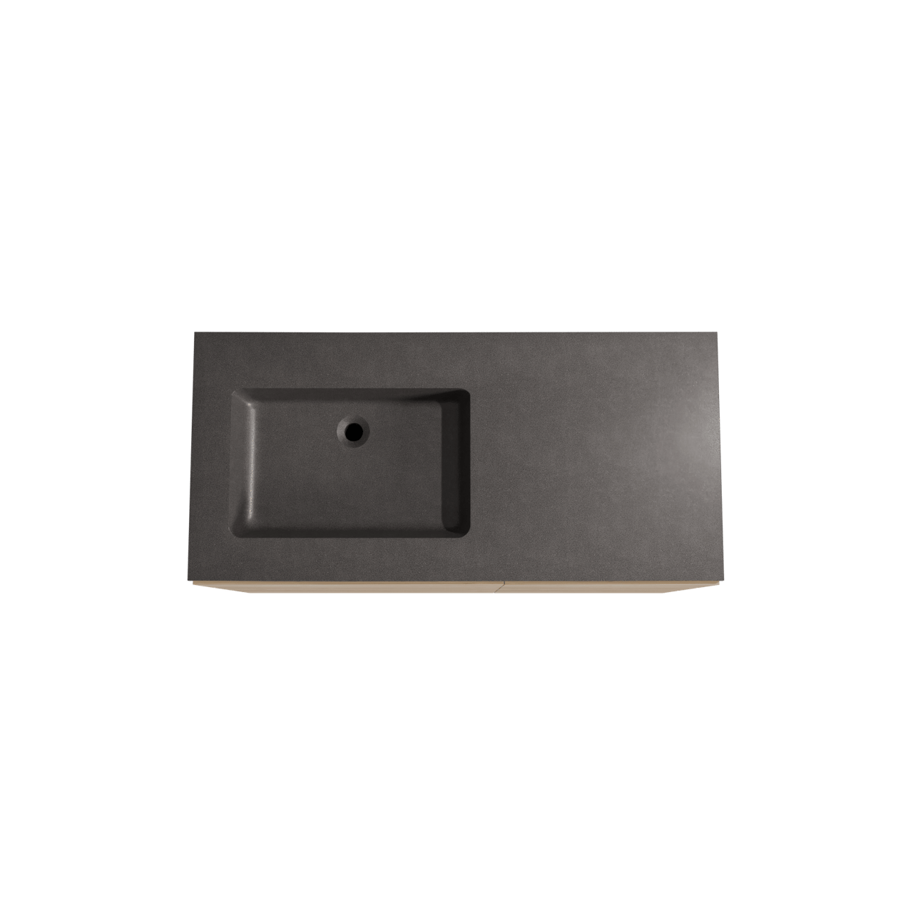 Storke Edge staand badmeubel 110 x 52 cm ruw eiken met Scuro asymmetrisch linkse wastafel in kwarts mat zwart