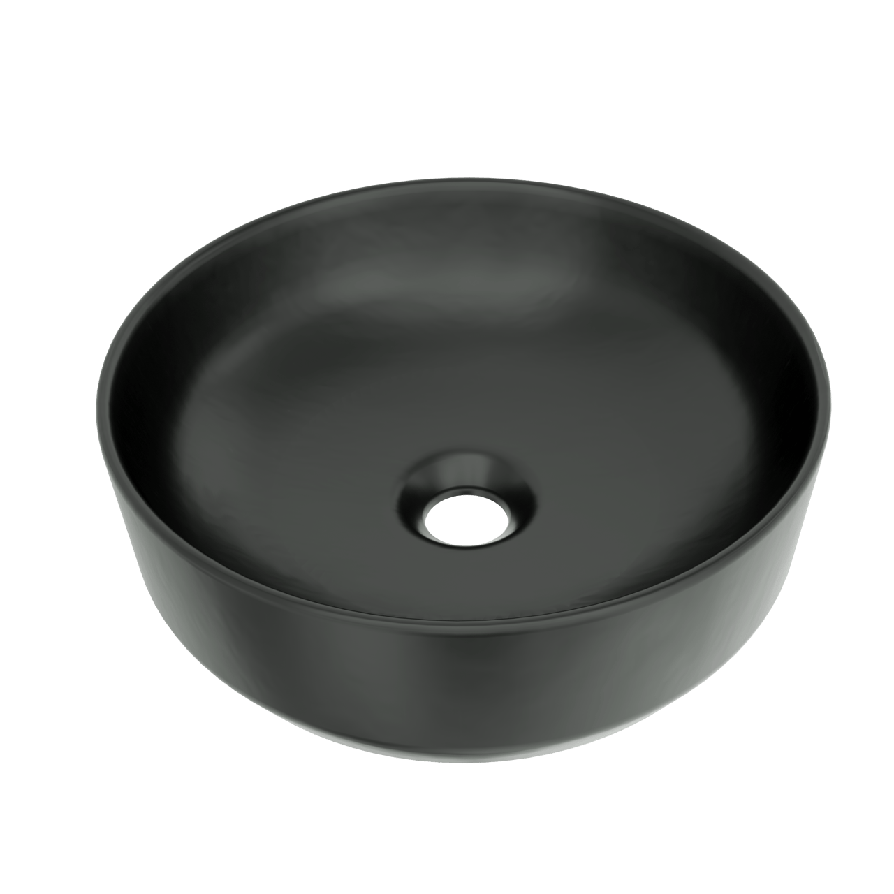 Luca Varess Perla Aufsatzwaschbecken: Schwarz Matte Keramik, rund, Ø 34 cm