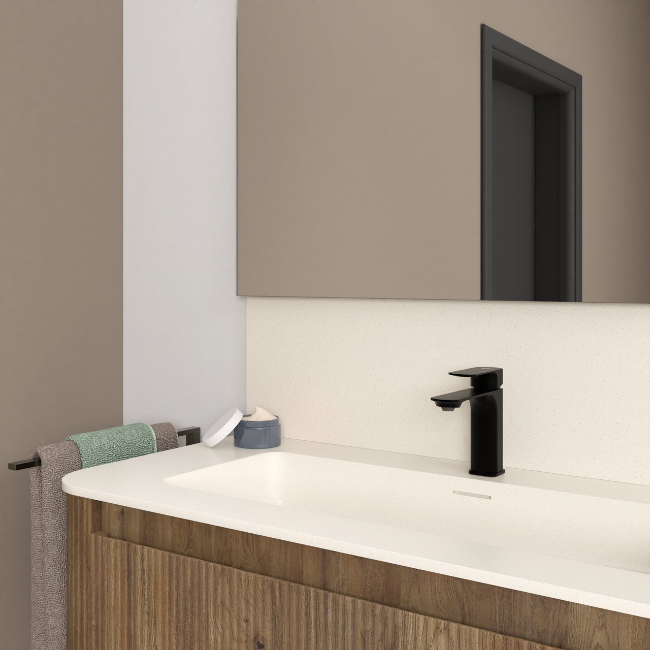 Storke spatwand beige granita solid surface 25 x 140 cm