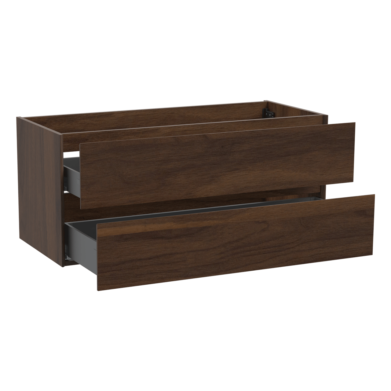 Storke Edge hängender Waschbeckenunterschrank: 120 x 52 cm, Nussbaum, 2 Schubladen