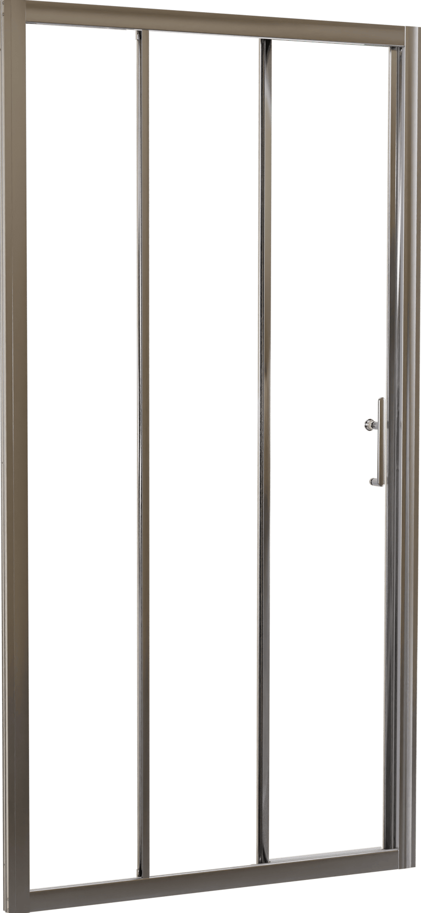 Linie Cadiz dreiteilige Dusche Schiebetür 100 cm x 190 cm Klarglas Brushed Chrome Profil
