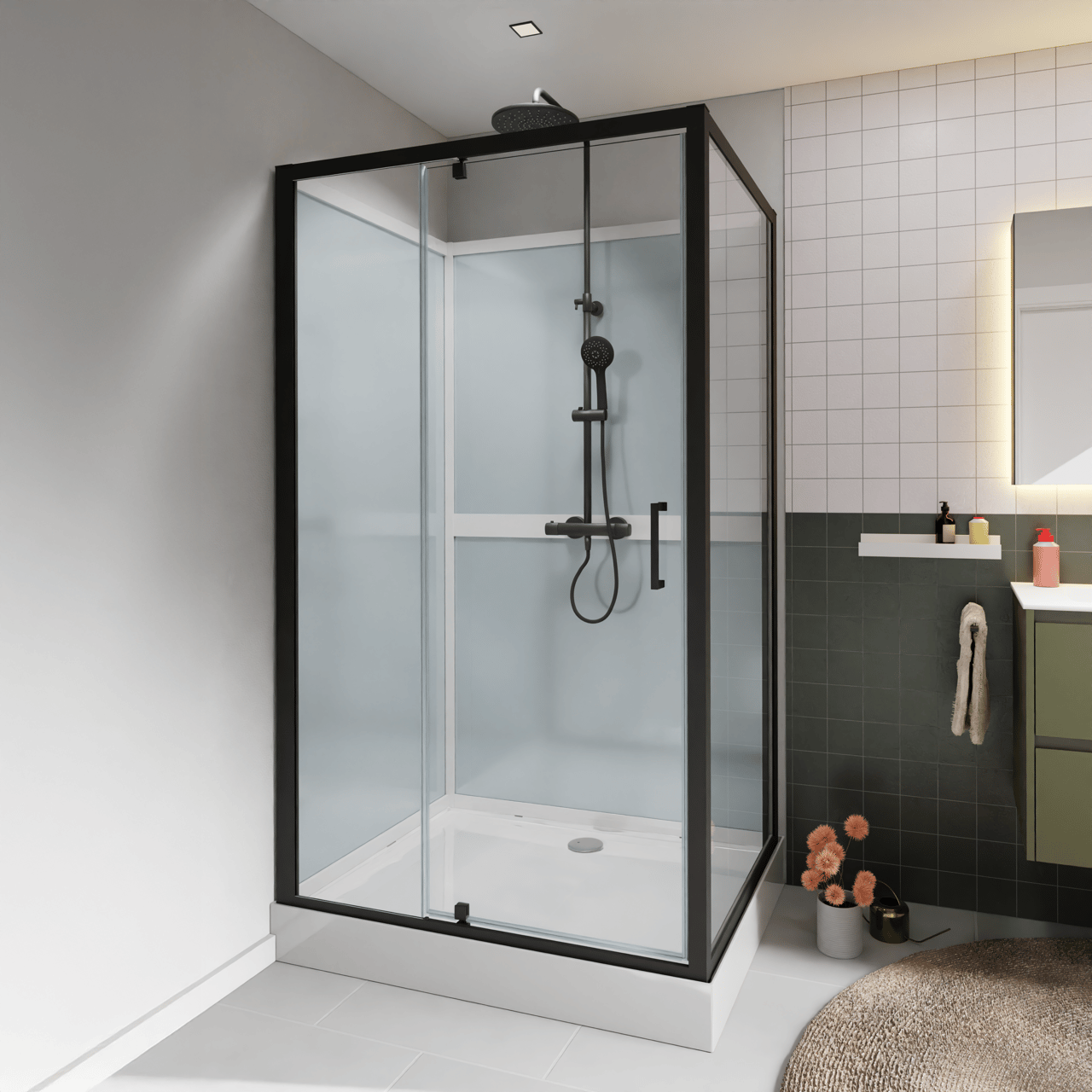 Luca Varess Talan rechthoekige douchecabine met draaideuren 90 x 120 cm helder glas mat zwart profiel