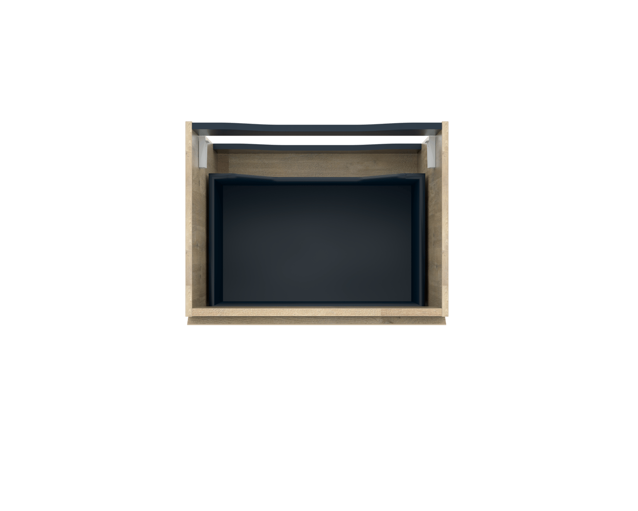 Linie Lado hängendes Möbelstück Set: 60 x 46 cm, Naturbelassene Eiche, mit Lado Einzel Waschtischplatte, Melamin Naturbelassene Eiche