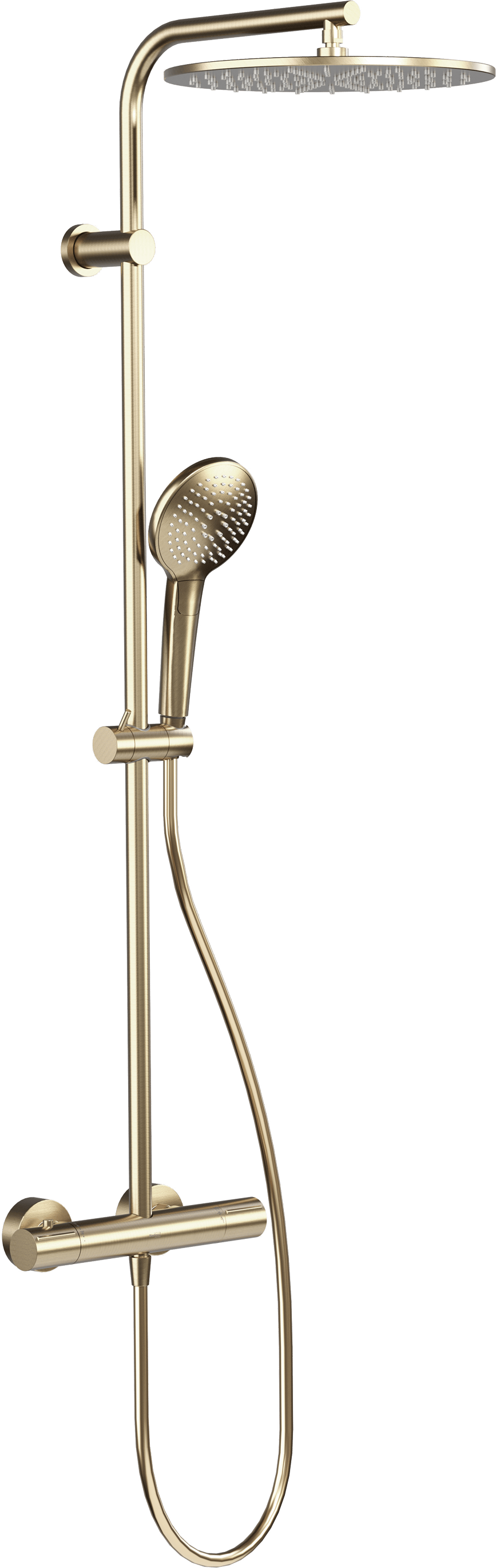 Blaufoss Round 300 colonne de douche de pluie robinet thermostatique Brushed Champagne Gold
