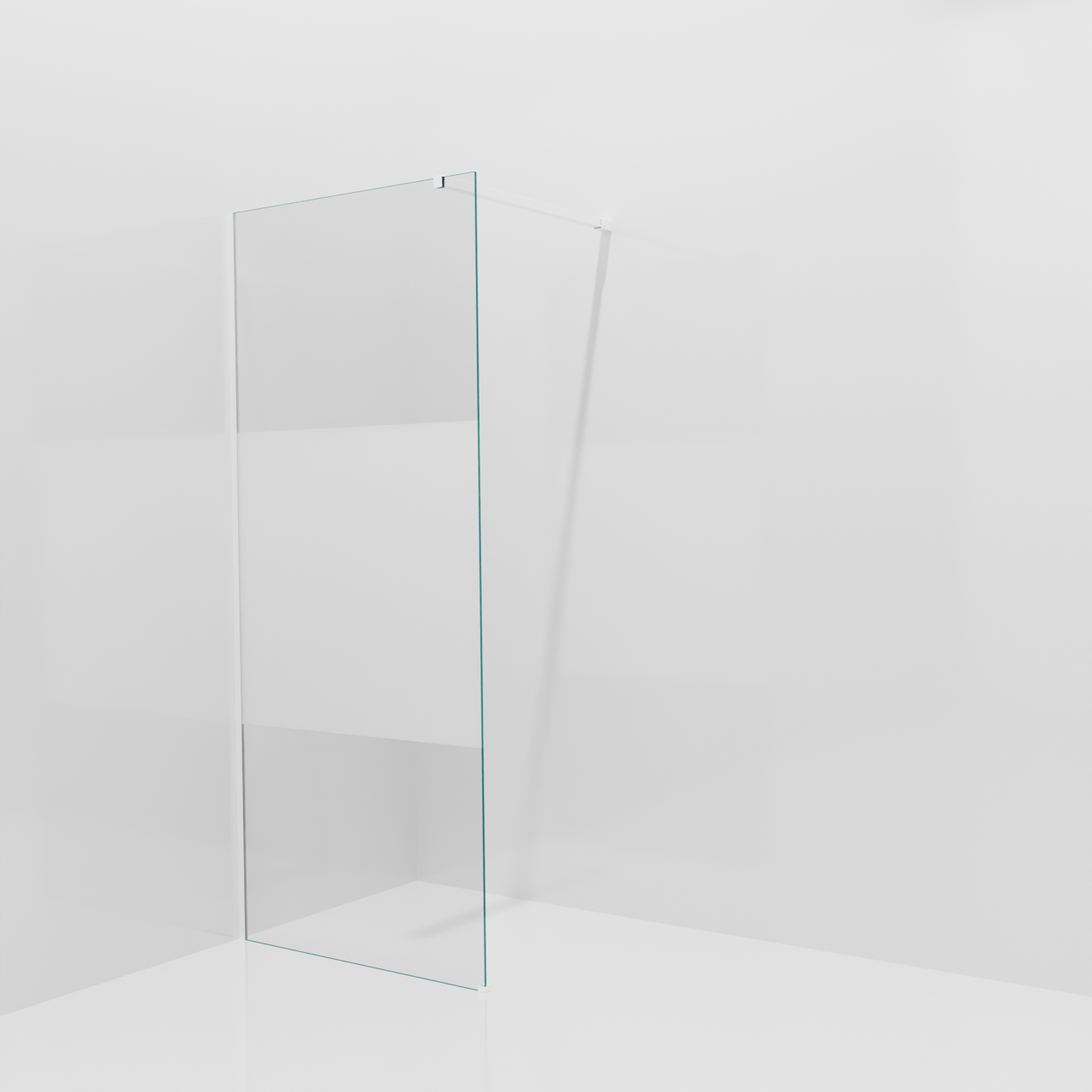 Balmani Modular inloopdouche: 90 x 200 cm, Helder glas met matte strook, Mat witte profielen