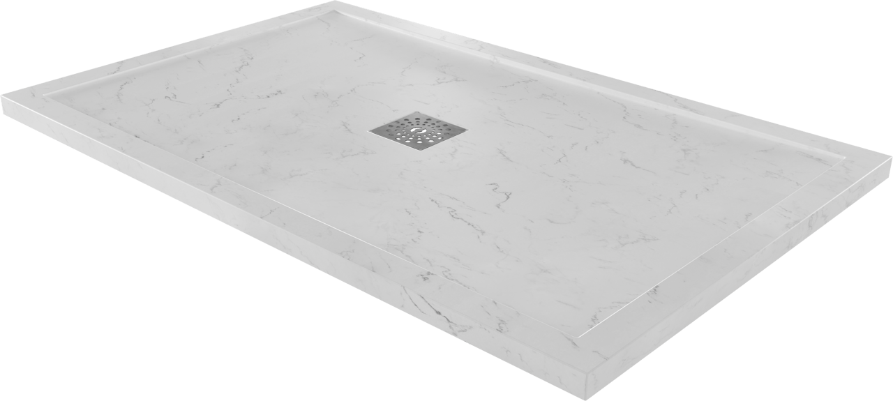 Linie Lido douchebak 140 x 90 cm composietmarmer witte marmer look leisteenstructuur