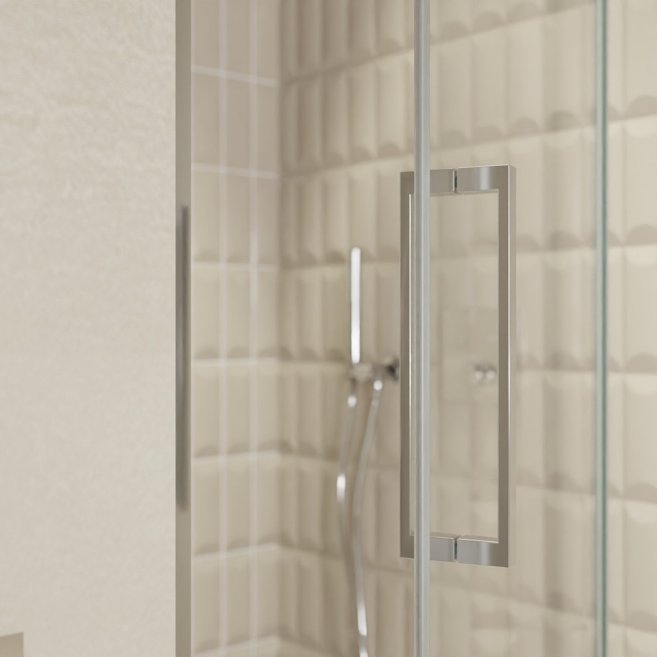 Balmani Senses Design Dusche Drehtür, Rechts, 100 cm x 210 cm, Klarglas, Profil Chrom, inklusive Coating