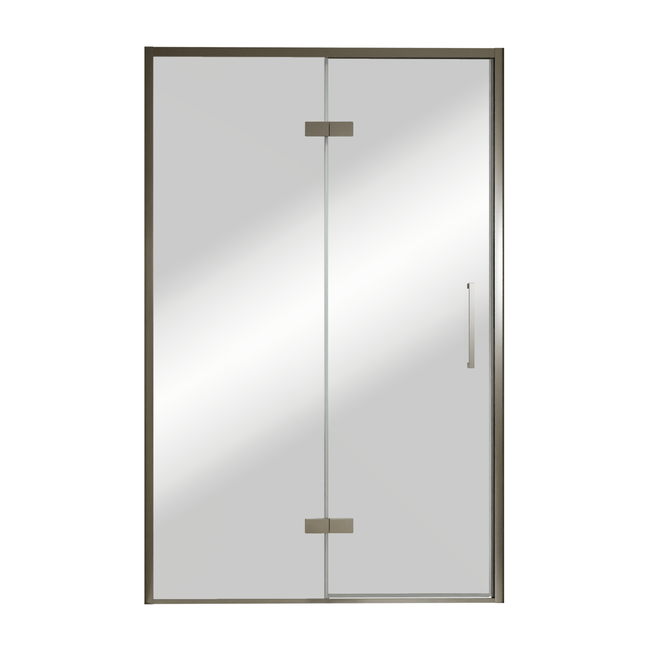 Balmani Senses Design porte pivotante à gauche 140 cm x 210 cm verre Miroir Reflex, Profil Brushed GunMetal, coating inclus