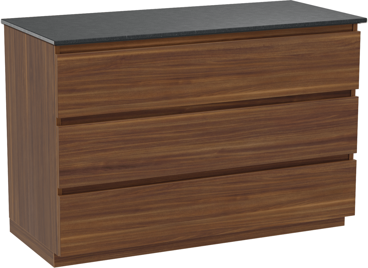Balmani Lucida meuble salle de bains à poser 120 x 55 cm noyer américain avec Stretto tablette simple en granit noir