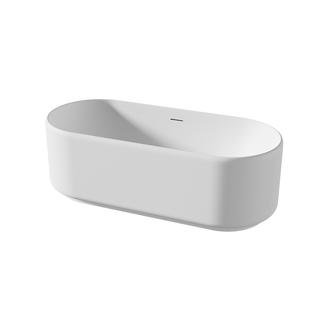 Balmani Scala Soft Ovale Freistehende Badewanne: 170 x 70 cm, Solid Surface, Weiß matt