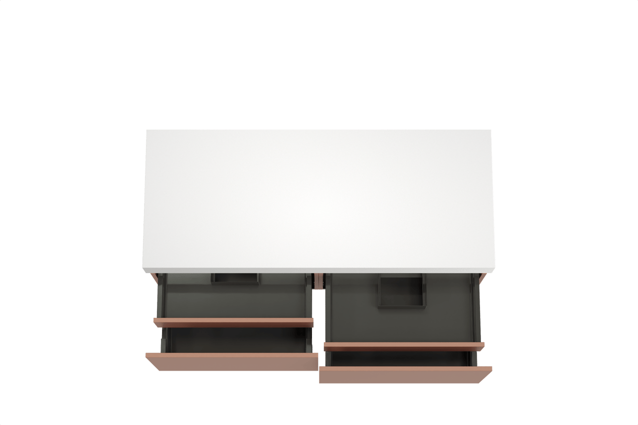 Balmani Sfera by Lucida zwevend badkamermeubel 135 x 55 cm cotto met Dominus enkel of dubbel tablet in solid surface mat wit