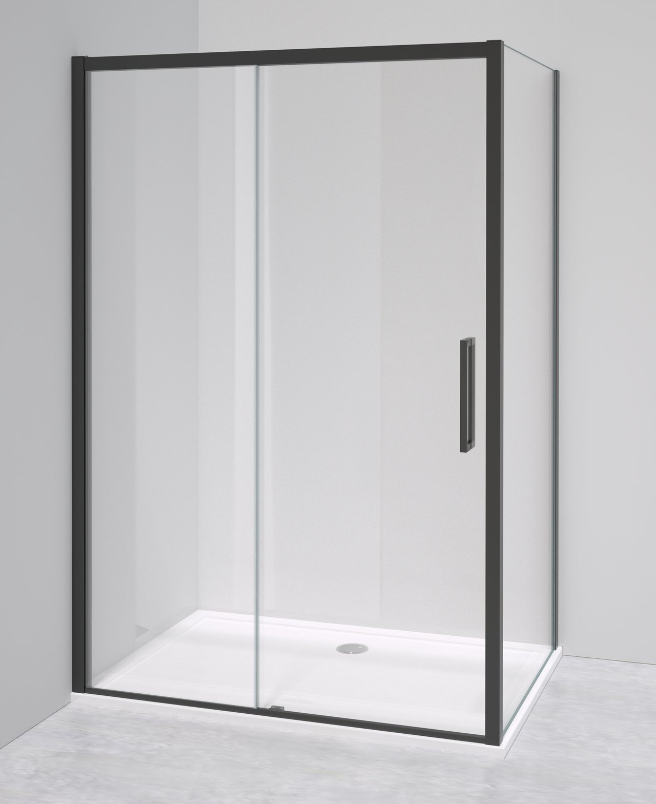 Luca Varess Senses douchehoek met schuifdeur en vaste zijwand 90 x 140 cm helder glas mat zwart profiel