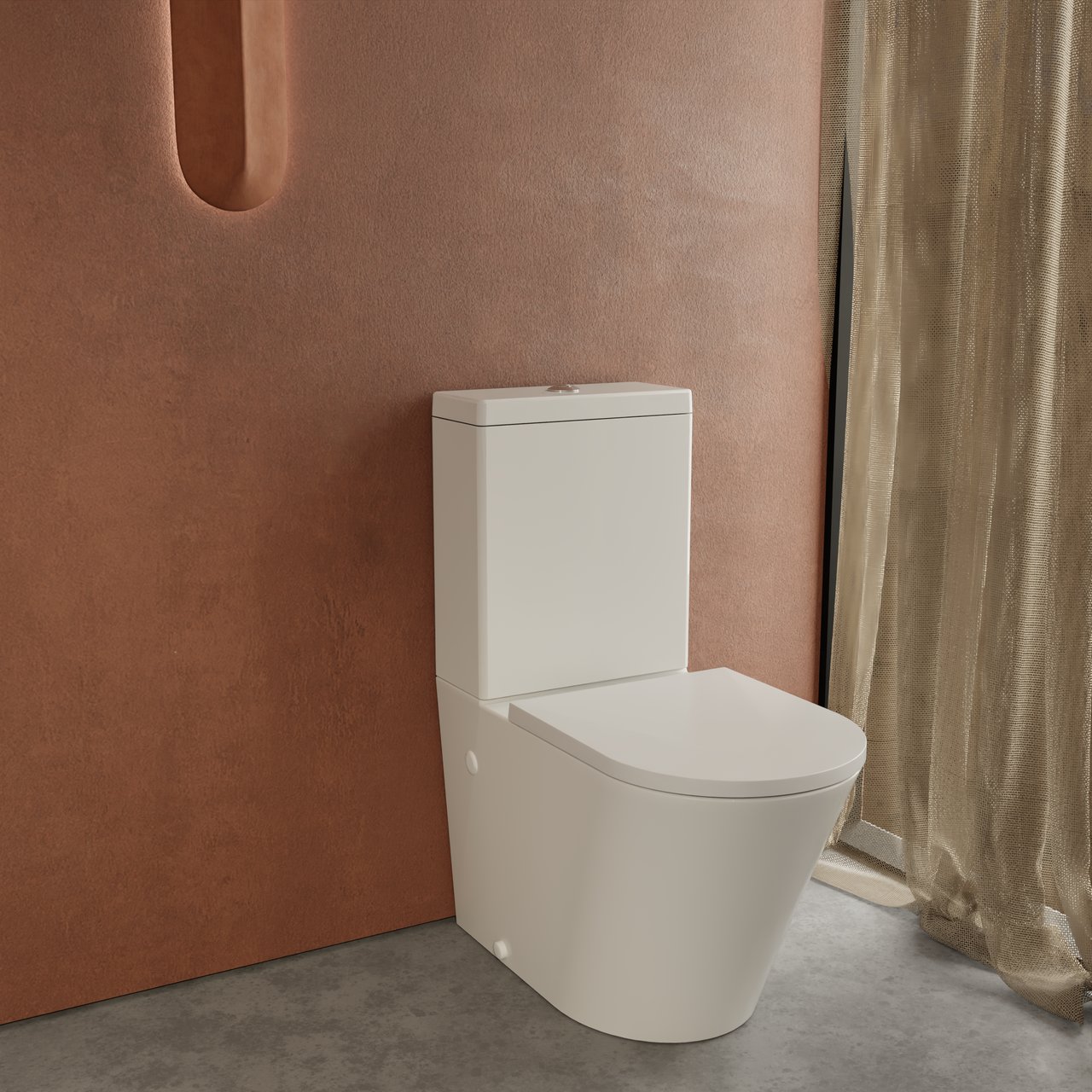 Luca Varess Calibro wc à poser blanc brillant bride de rinçage fine, arrivée d’eau latérale