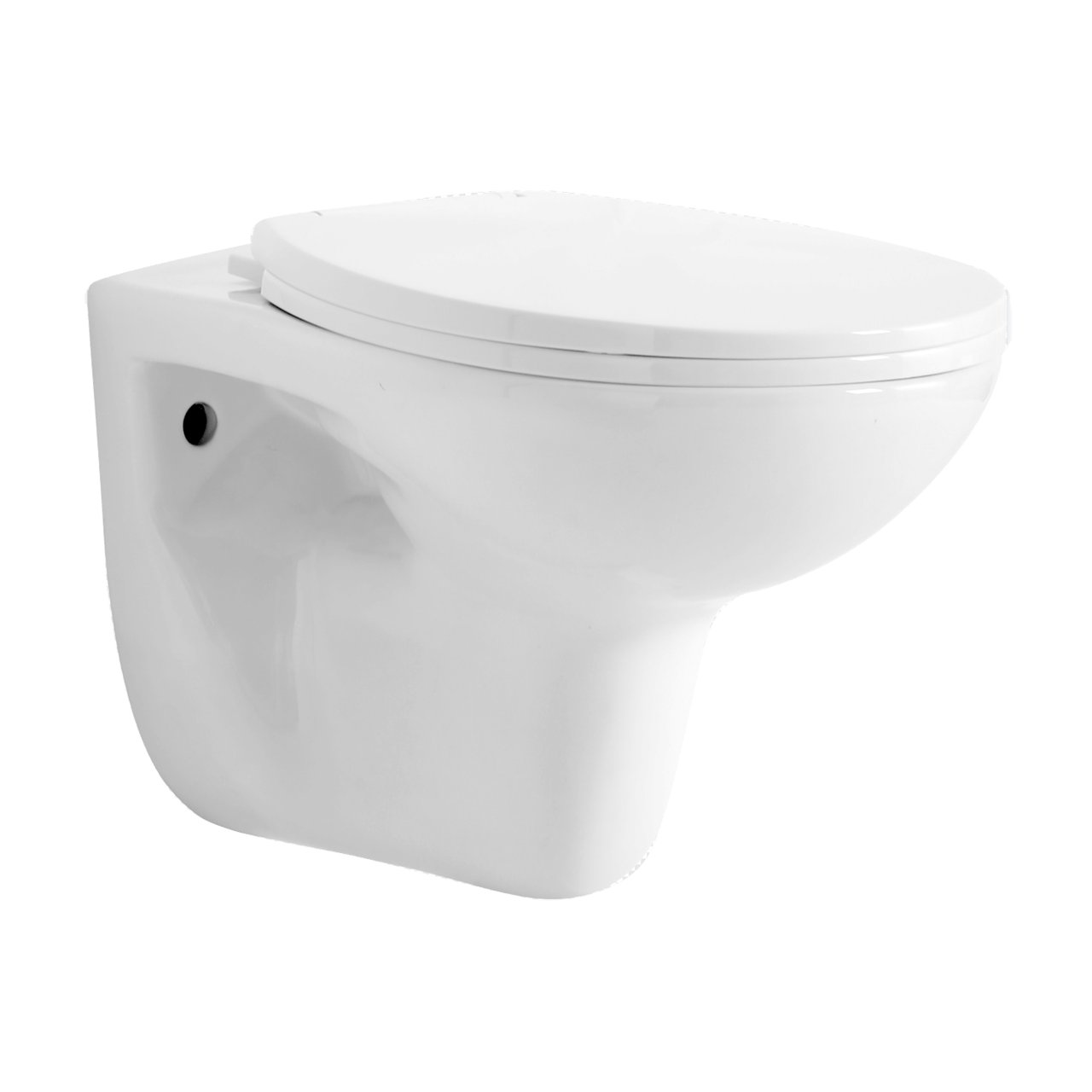 Linie Lina hangend toilet hoogglans wit spoelrandloos met Linie Ilana inbouwreservoir en bedieningspaneel