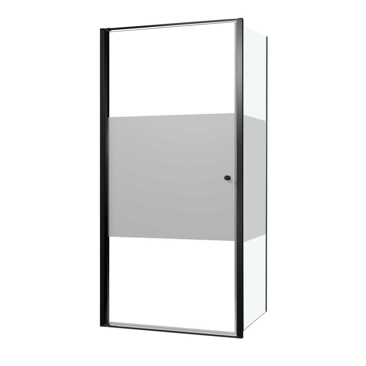 Luca Varess Kuresa douchehoek met draaideur met vaste zijwand 100 x 90 x 200 cm helder glas met matte strook en mat zwarte profielen