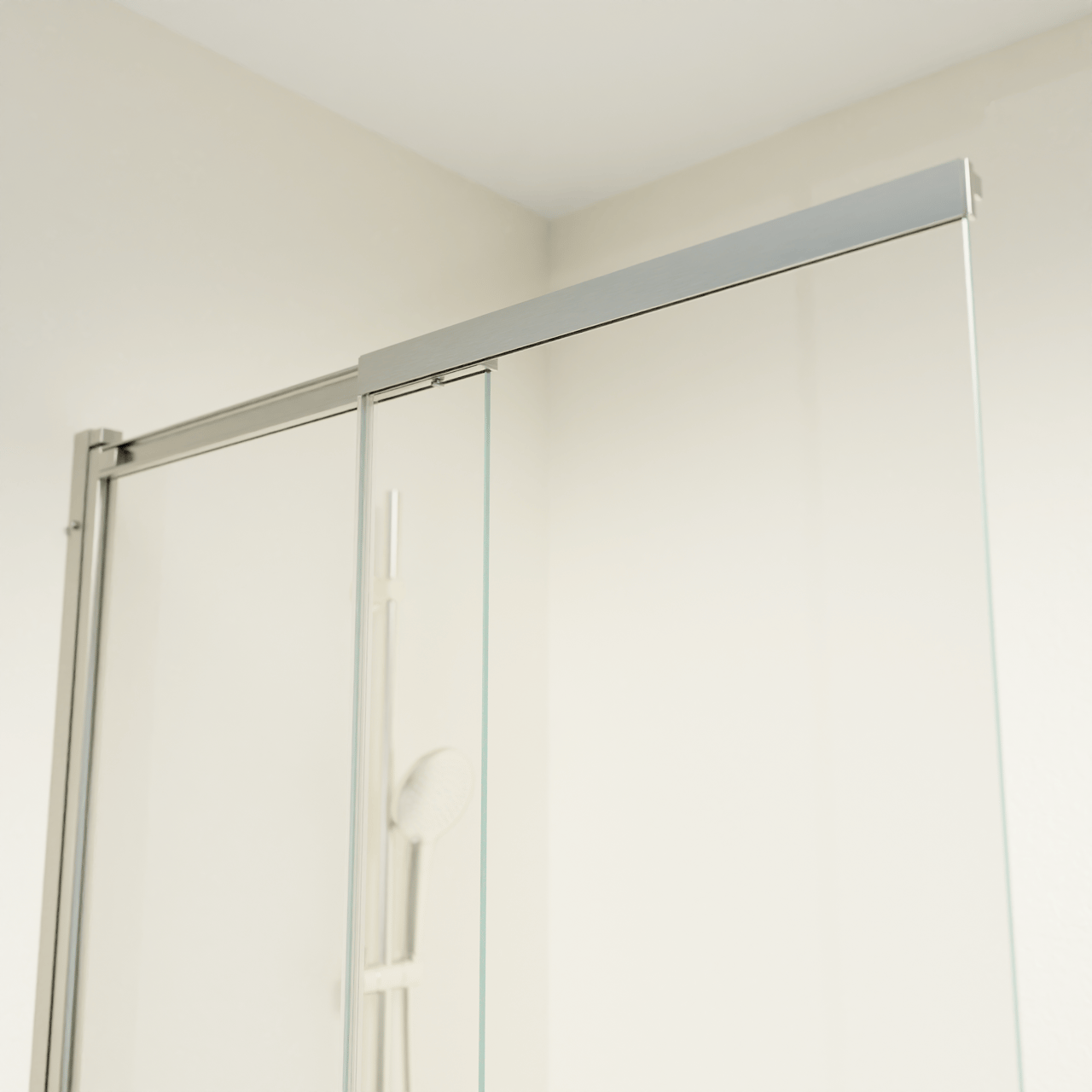 Luca Varess Vetras erweiterbare Badewannenaufsatz 100 cm, Klarglas gebürstet Coolmetal Profil